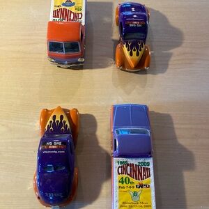 Vintage Toy Cars Set - Purple and Orange